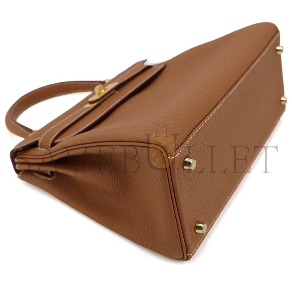 HERMÈS MASTER KELLY 28 GOLD BROWN GOLD TOGO GOLD BUCKLE (28*22*10cm)